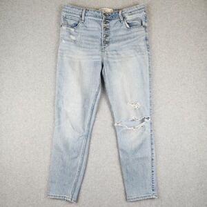 Abercrombie Ankle Jean High Rise Distressed Jeans Womens Size 29 / 8R Button Fly